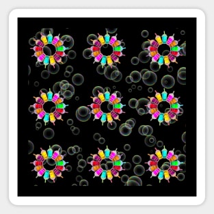 Retro Bobba Tea/Bubble Tea and Bubble Circle Flower Design Magnet